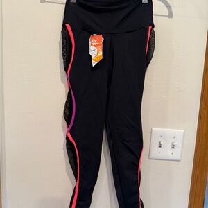 Black and Pink Athletic Leggings with Vibrant Accents